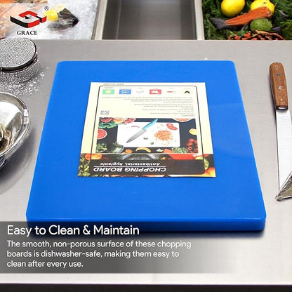 Plastic Chopping Board Kitchen Cutting Board, Chef Professional Heavy Duty Chop Bord Cutting Board, Plastic Cutting Board, Base Perfect for Meats & Vegetables (Blue) 43x27x2
