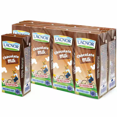 Lacnor Essentials Chocolate Flavoured Milk, 8x180ml