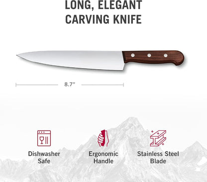Wood Carving Knife 8 inches Stainless Steel Straight Edge Blade Ideal for Large Cuts Professional and Home Use Wooden Swiss Made