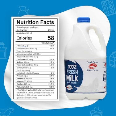 Al Ain Farms Full Cream Fresh Milk, 2L
