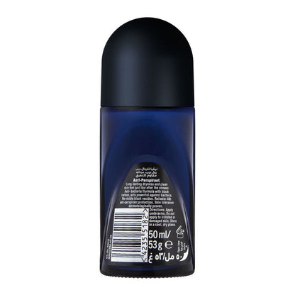 Nivea Deep Black Carbon Antibacterial Dark Wood Scent Antiperspirant Deodorant Roll-On for Men, 50ml