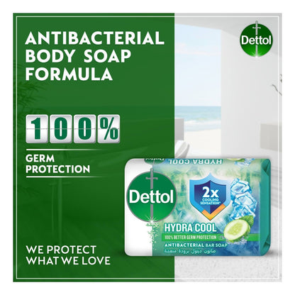 Dettol Hydra Cool Anti-Bacterial Bar Soap Cucumber & Icy Menthol Scent Value Pack 4 x 165 g