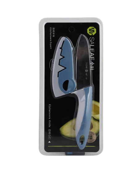 Stainless Steel Fresh Kitchen Chef Knife With Plastic Cover Blue and White