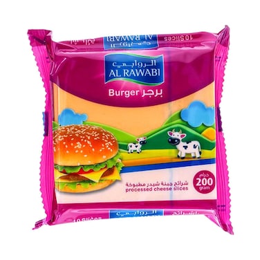 Al Rawabi Processed Burger Cheddar Cheese Slices, 200g