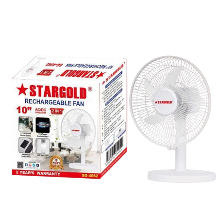 Stargold Rechargeable Table Fan, 10 inch