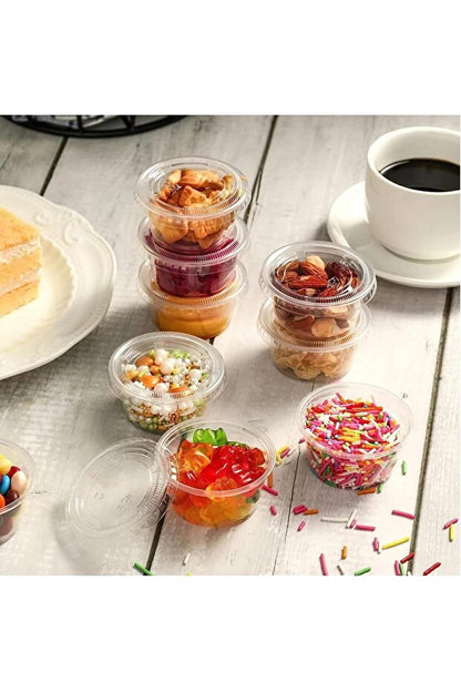 Fijipack 16 Pcs Clear Plastic Sauce Cup 80ml Cups with Lids