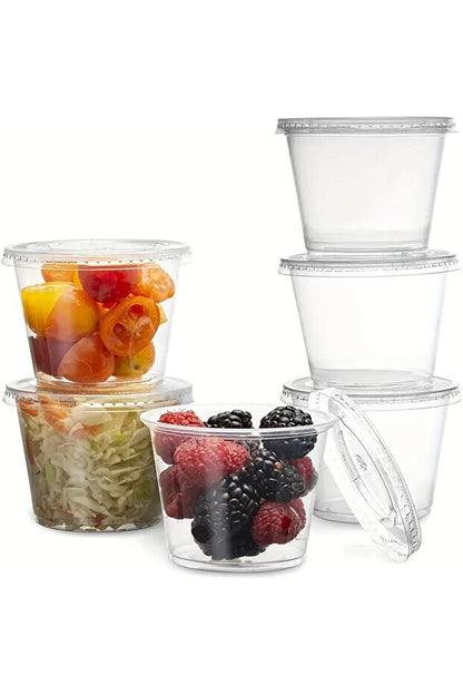 Fijipack 16 Pcs Clear Plastic Sauce Cup 80ml Cups with Lids