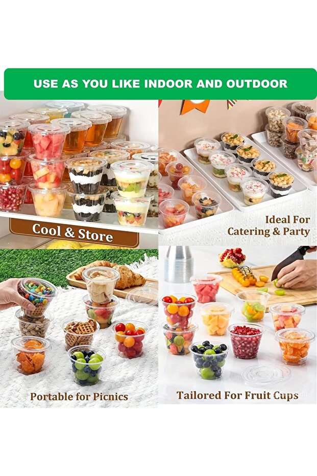 Fijipack 16 Pcs Clear Plastic Sauce Cup 80ml Cups with Lids