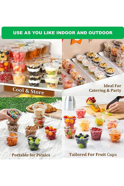 Fijipack 16 Pcs Clear Plastic Sauce Cup 80ml Cups with Lids