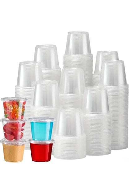 Fijipack 16 Pcs Clear Plastic Sauce Cup 80ml Cups with Lids
