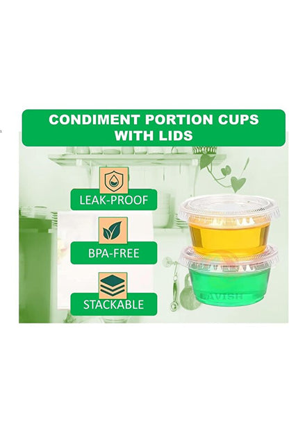 Fijipack 16 Pcs Clear Plastic Sauce Cup 80ml Cups with Lids