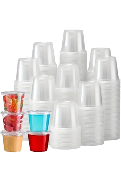 Fijipack 16 Pcs Clear Plastic Sauce Cup 80ml Cups with Lids
