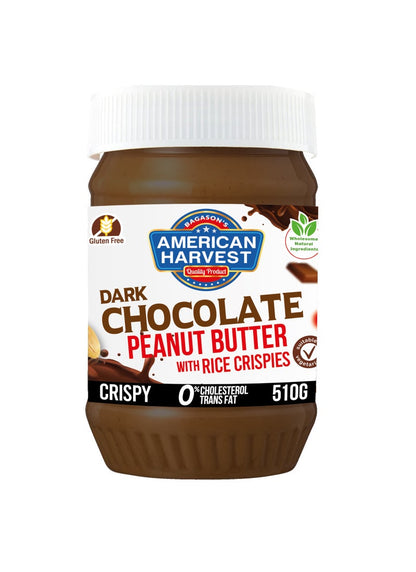 American Harvest Dark Chocolate Peanut Butter with Rice Crispies, 510g