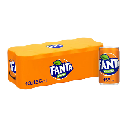 Fanta Orange Carbonated Soft Drink Can, 10x155ml