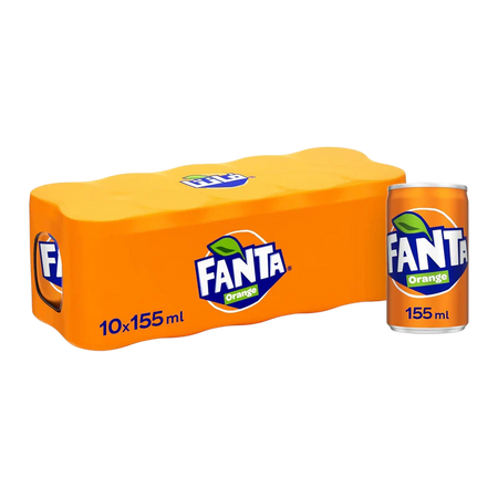 Fanta Orange Carbonated Soft Drink Can, 10x155ml