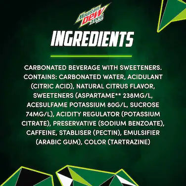 Mountain Dew Zero Sugar Cans, 330ml