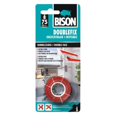 Bison Double Fix Invisible Tape, 1.5m