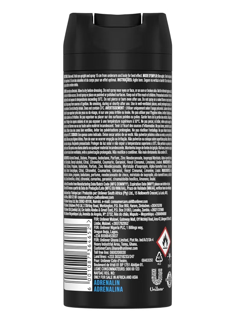 Axe Adrenalin Mandarin & Sandalwood Scent 48H Deodorant & Body Spray for Men, 150ml