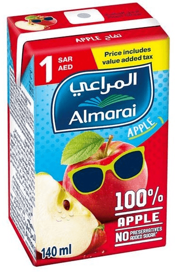 Almarai Uht Apple 100% Carton Juice, 140ml