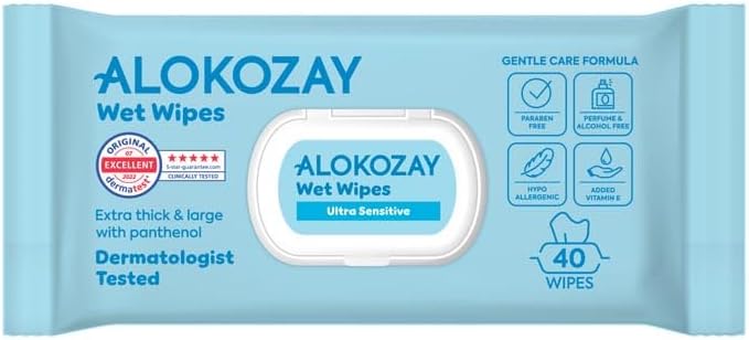 Alokozay Ultra Sensitive Baby Wipes without Perfume, 40 Pieces