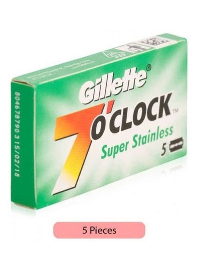 Gillette 7 O'clock Super Stainless Razor Blades, 5 Pieces