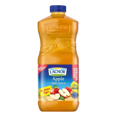 Lacnor No Added Sugar 100% Apple Juice, 1.75L