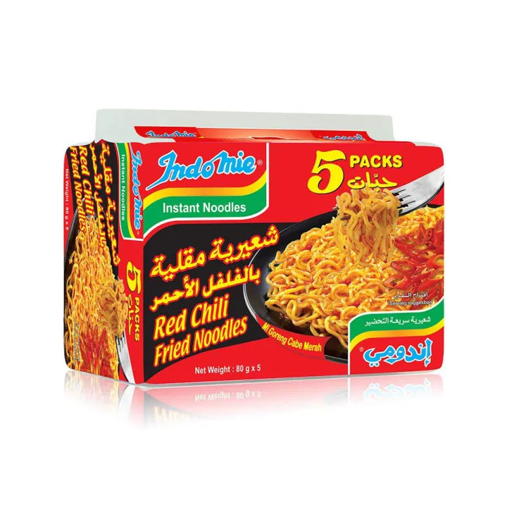 Indomie Spicy Red Chilli Instant Noodles Pack, 5x80g