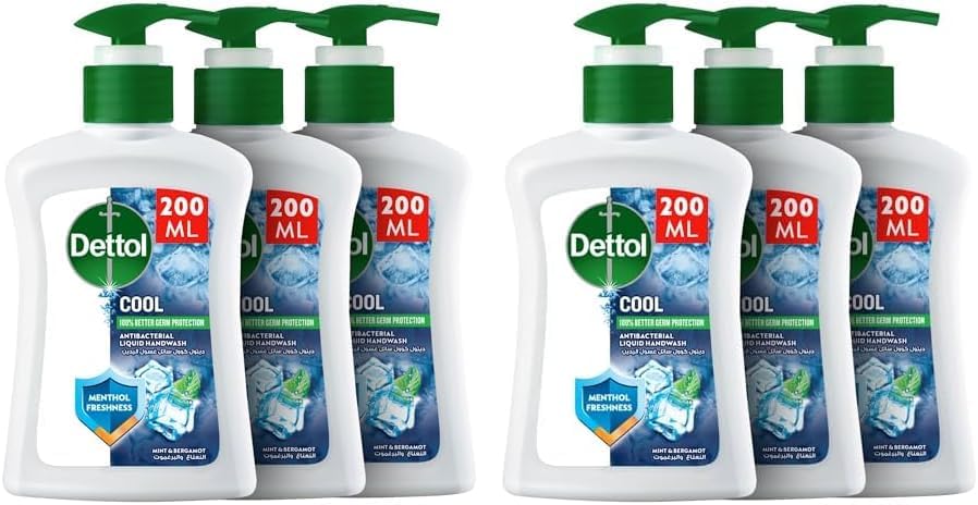 Dettol Cool Mint & Bergamot Antibacterial Handwash Pump, 2x200ml