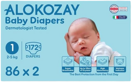 Alokozay Premium Baby Diapers, 86 Pieces, 2-5kg