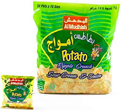 Al Mudhish Ripple Sour Cream & Onion Potato Chips, 24x15g