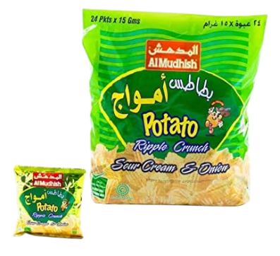 Al Mudhish Ripple Crunch Sour Cream & Onion Potato Chips, 75g