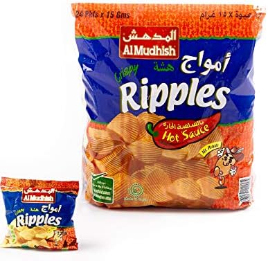 Al Mudhish Ripple Hot Sauce Potato Chips, 24x15g