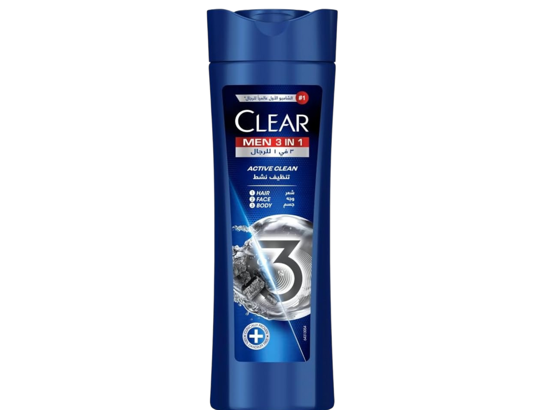 Clear Men 3-in-1 Active Cool Shampoo for Hair, Body & Face, 400ml