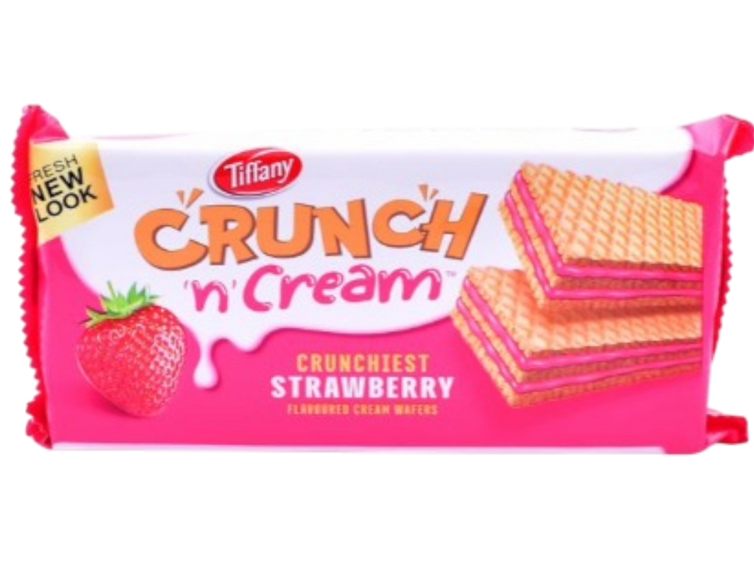 Tiffany Crunch N Cream Strawberry Cream Wafers, 65g