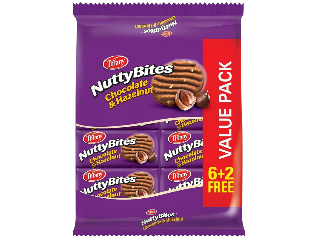 Tiffany Nutty Bites Chocolate Hazelnut Biscuits, 8x72g