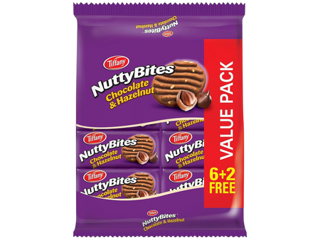 Tiffany Nutty Bites Chocolate Hazelnut Biscuits, 8x72g