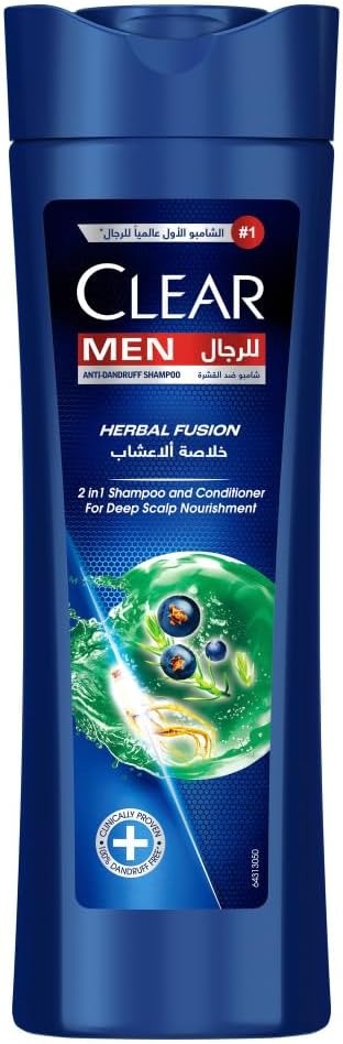 Clear Men Herbal Fusion 2in1 Anti-Dandruff Shampoo & Conditioner with Ginseng & Juniper Extracts for Men, 400ml
