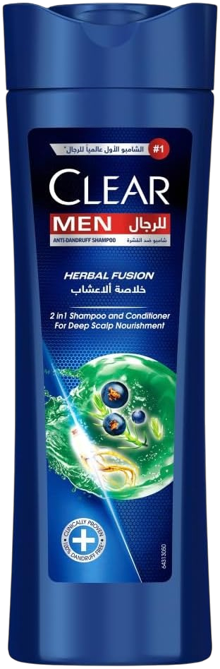 Clear Men Herbal Fusion 2in1 Anti-Dandruff Shampoo & Conditioner with Ginseng & Juniper Extracts for Men, 400ml