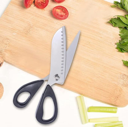 Vegetable Cutting Kitchen Scissor || Stainless Steel Detachable Multipurpose Kitchen Scissors || Scissors For Cutting Chicken, Poultry, Game, Bone, Meat (Multicolour) (Pack Of 1)