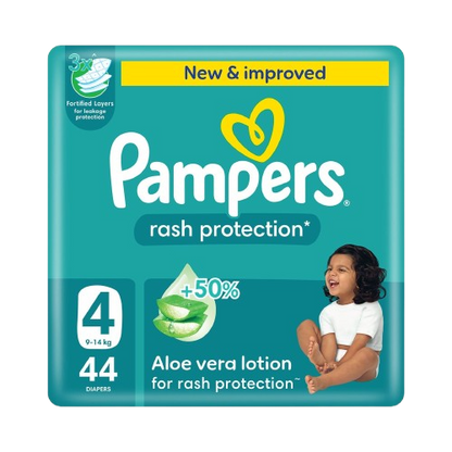 Pampers Rash Protection Taped Diapers, Size 4, 9-14kg, 44 Diapers