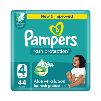 Pampers Rash Protection Taped Diapers, Size 4, 9-14kg, 44 Diapers