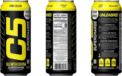 C5 Supercharge Pre-Workout Drink Pina Colada Flavor, 473ml