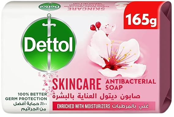 Dettol Skincare Rose & Sakura Blossom Antibacterial Soap Bar, 4x165g