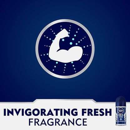 NIVEA Men 50ml Cool Kick 48H Antiperspirant Roll-On Deodorant