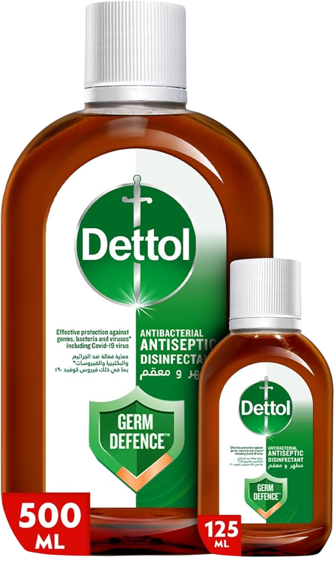 Dettol Antiseptic Antibacterial Disinfectant Liquid for Floor Cleaning, Bathing & Laundry, 500ml + 125ml