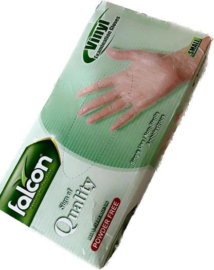 Falcon Vinyl Gloves Powder Free Small, 100pieces