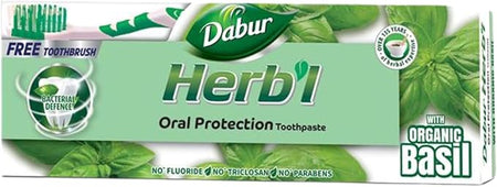 Dabur Herbal Toothpaste Basil, 150g + Toothbrush