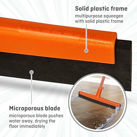 Kress Kleen Marine Orange Floor Wiper with Reinforced Rubber Blade, 32cm