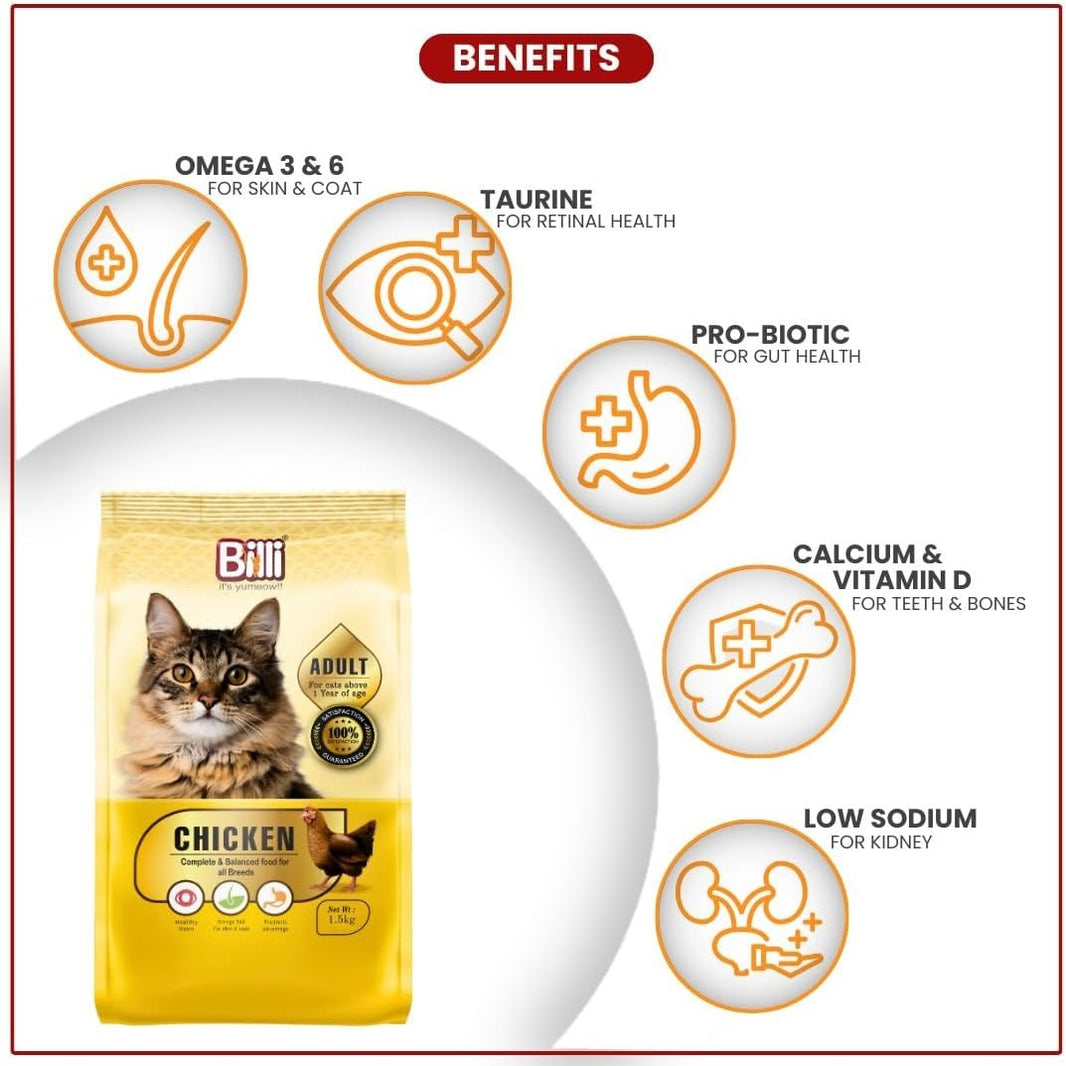 Billi Chicken Adult Cat Dry Food, 500g