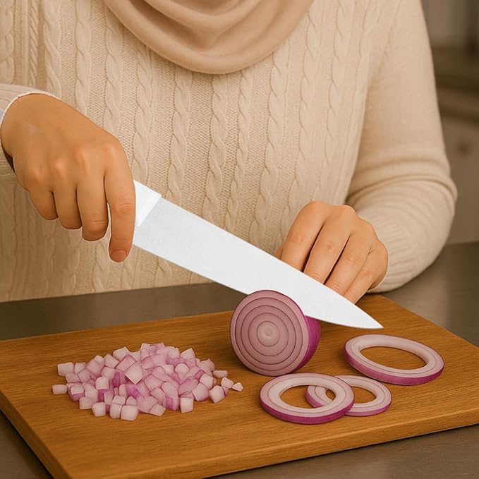 Kitchen Knife with Stainless Steel Blade and White Polypropylene Handle - 6 Inches